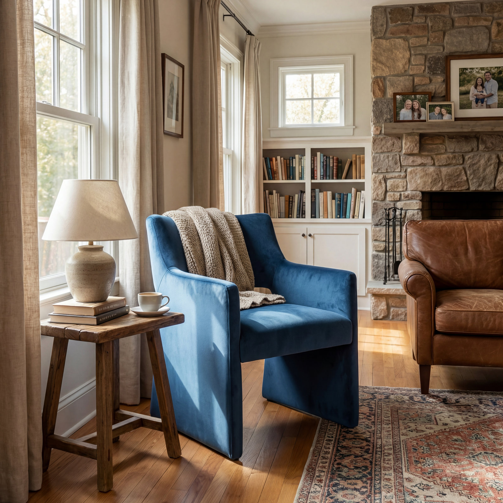 Senja Velvet Upholstered Dining Chair, Blue