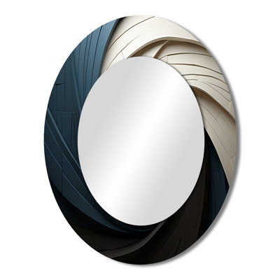 Geometric Spiral I - Beige Oval Wall Mirror Decor