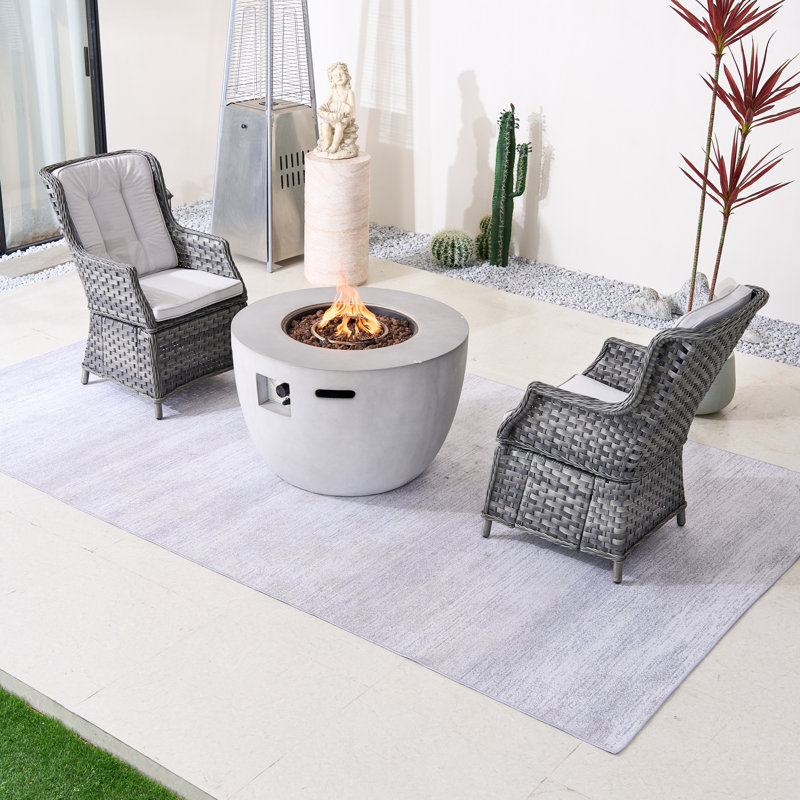 Ensemble de conversation d'extérieur en osier pour 2 personnes avec coussins Rajka, Gris, Gris