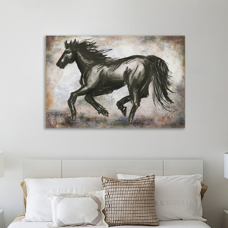 " Charcoal Horse " by Tre Sorelle Studios, 20" H x 30" W x 1.5" D