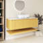 Meuble-lavabo et lavabo 48 po, armoire en contreplaqué flottant (chêne Corolla), cuve en céramique de marbre, plateau fritté blanc, pré-assemblé