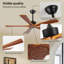 Ventilateurs de plafond 52 pouces et ventilateur de plafond intérieur en bois avec télécommande