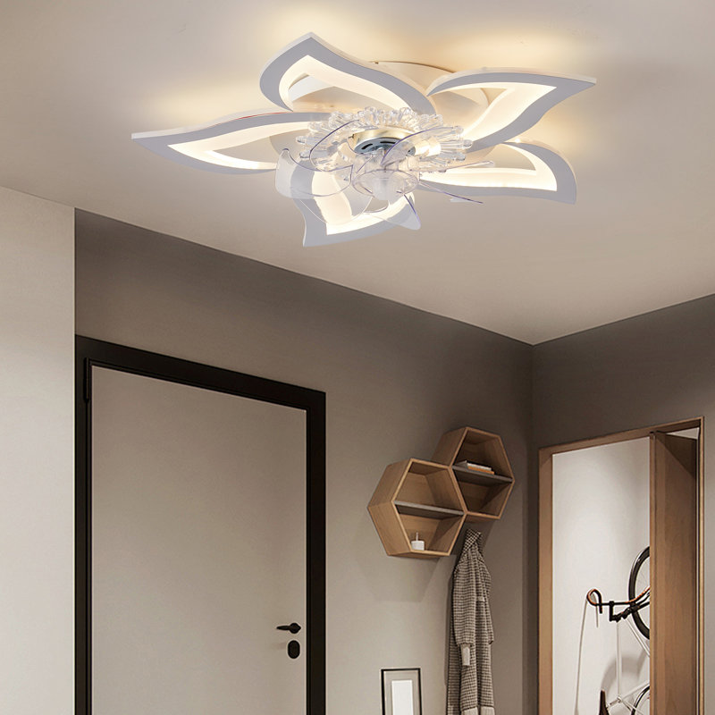Izzabella 7- Blade Reversible LED Dimmable Ceiling Fan with Light and Remote, White/Hammered