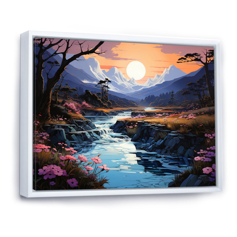 Asian Art River Reverie II - reproduction, H 34 po x l 44 po x P 1,5 po, Cadre flottant blanc