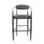 Ensemble de 2 tabourets de bar, tabourets de bar rembourrés à hauteur de comptoir avec dossier pour îlot de cuisine, pieds en fer-1088863307