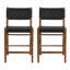Ensemble de 2 tabourets de comptoir 24,25 po Classic en cuir synthétique tissé en croix avec structure en bois d'hévéa durable pour la cuisine et la salle à manger-494516672-494516673