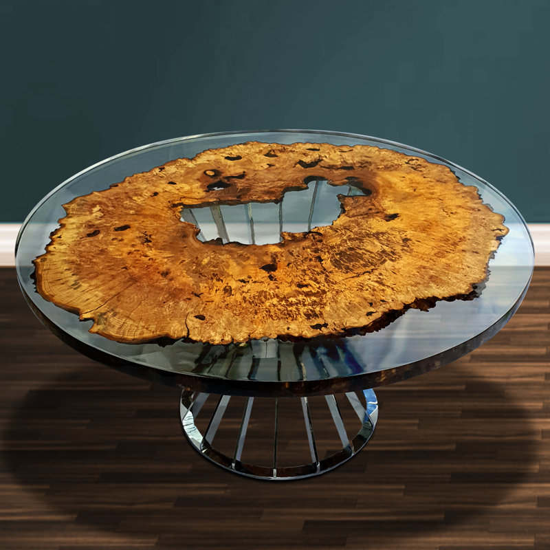 Amiata Round Solid Wood Dining Table, 59.8" W x 59.8" L