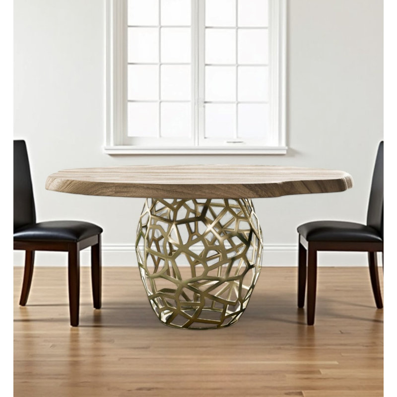 Table de salle à manger 63 po, Brown, H 30,7 po x L 63 po x l 63 po