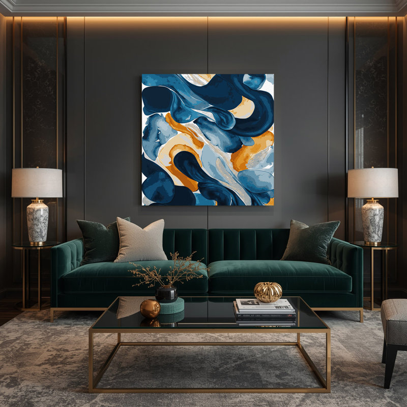 Abstract Watercolor 40 Blue Canvas Wall Art, 16" H x 16" W