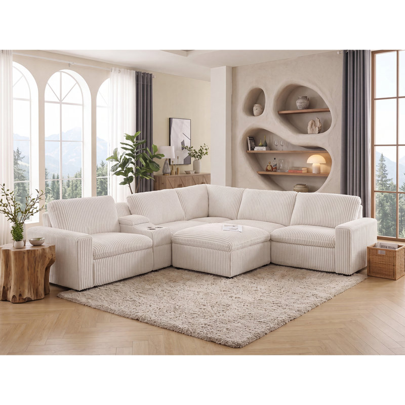 Canapé modulaire inclinable électrique en L 7 pièces avec rangement et chargement sans fil Josilyn
