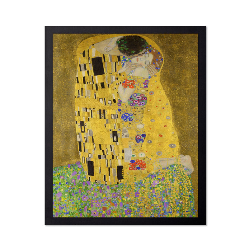 Gustav Klimt - The Kiss No1, 12"H x 16"W, Poster, Black Framed