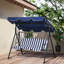 Balancelle de patio bleu foncé 3 Coussin amovible. Fabrication en acier. Auvent réglable pour le jardin, la cour. Profitez du plein air. Capacité de charge de 440 lb. L 67,75 po x P 43,25 po x H 60,25 po.
