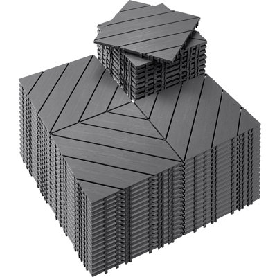12" x 12" DIY Interlocking Plastic Deck Tiles Set of 72, Waterproof Patio Floor Tiles Quick & Easy Installation Gray