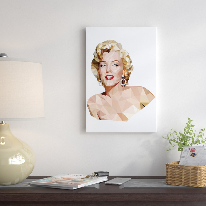 « geometric vector marilyn monroe », impression sur toile, Toile avec cadre noir, Pas de tapis, H 26 po x l 18 po x P 1,5 po