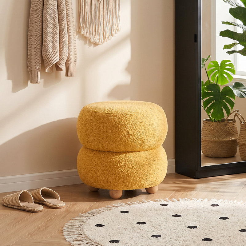 Solid Wood Accent Stool, Yellow