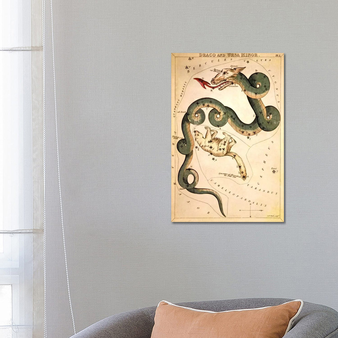 Draco And Ursa Minor by Sidney Hall - Wrapped Canvas Print