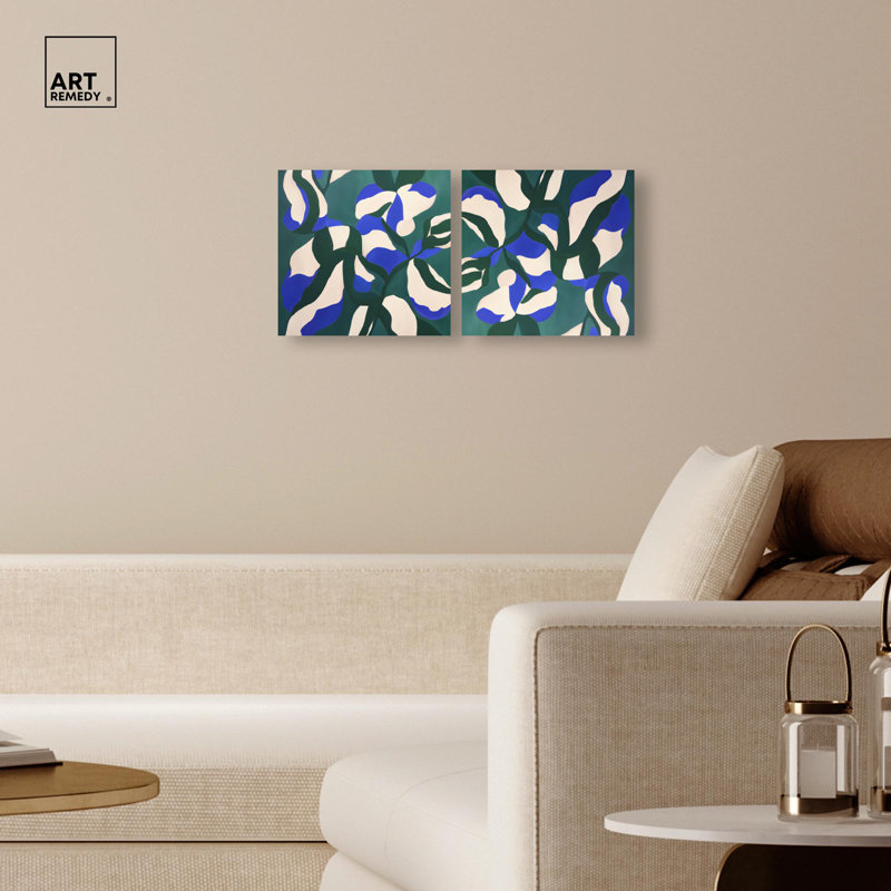 Ensemble floral sur toile, art contemporain par Art Remedy, H 12 po x l 12 po, Toile tendue