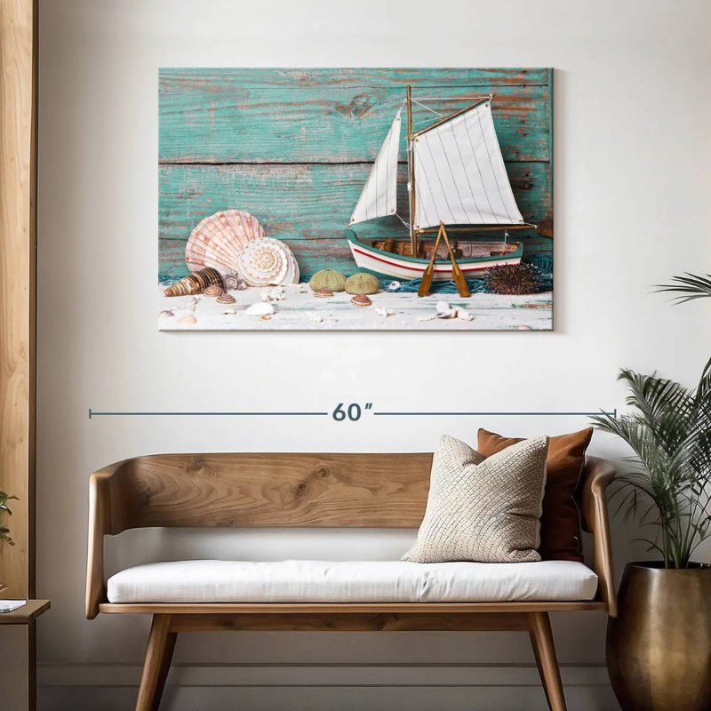 Sailboat and seashells Aletra, H 30 po x l 45 po