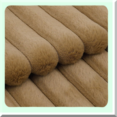 Camel Plush Stripe Pillow Covers - Set of 2 | Soft Decorative Cushion Cases for Sofa & Bedroom | Fluffy & Cozy Pillow Shells