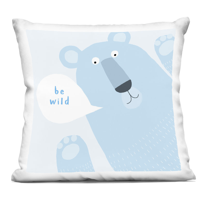 Coussin Blue Be Wild Bear, imprimé par Carla Daly