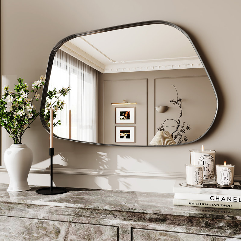 Irregular Wall Mirror - Decorative Tempered Glass Mirror With Aviation Aluminum Alloy Frame For Bathroom, Bedroom, Living Room, Entryway, Cloakroom