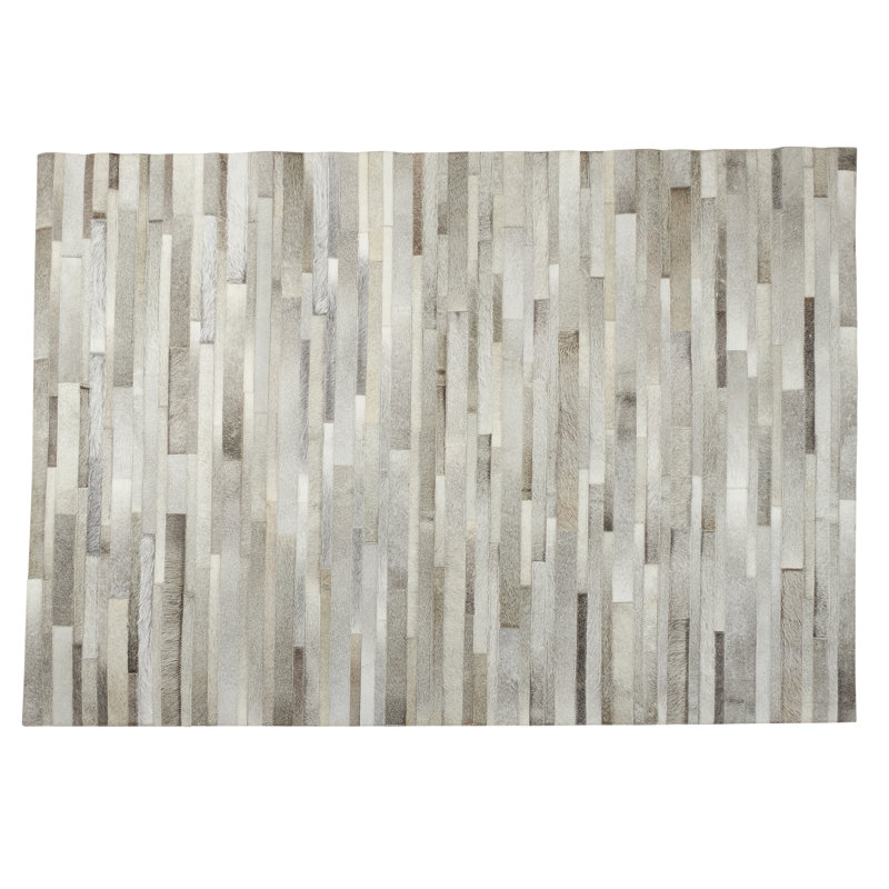 Tapis gris en cuir de vache fabriqué à la main Tappeto