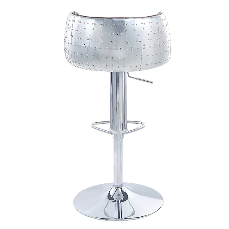 Tabouret de salle à manger rétro brun avec fonction pivotante et dossier réglable - hauteur de style moderne