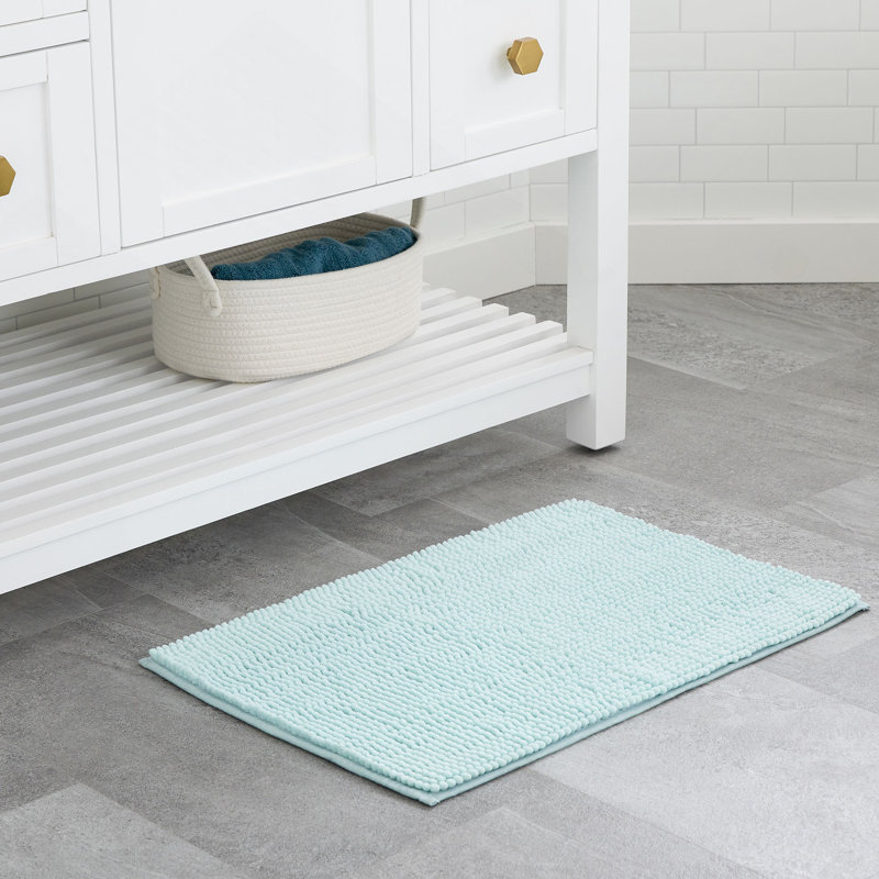 Tapis de bain Linenspa Chenille, 17 x 48, turquoise, Turquoise, Simple - L 48 po x l 17 po