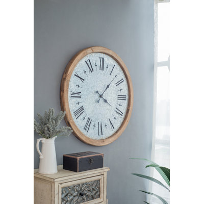 D32.3" Grant Oversized Wall Clock with Fir Wood Frame