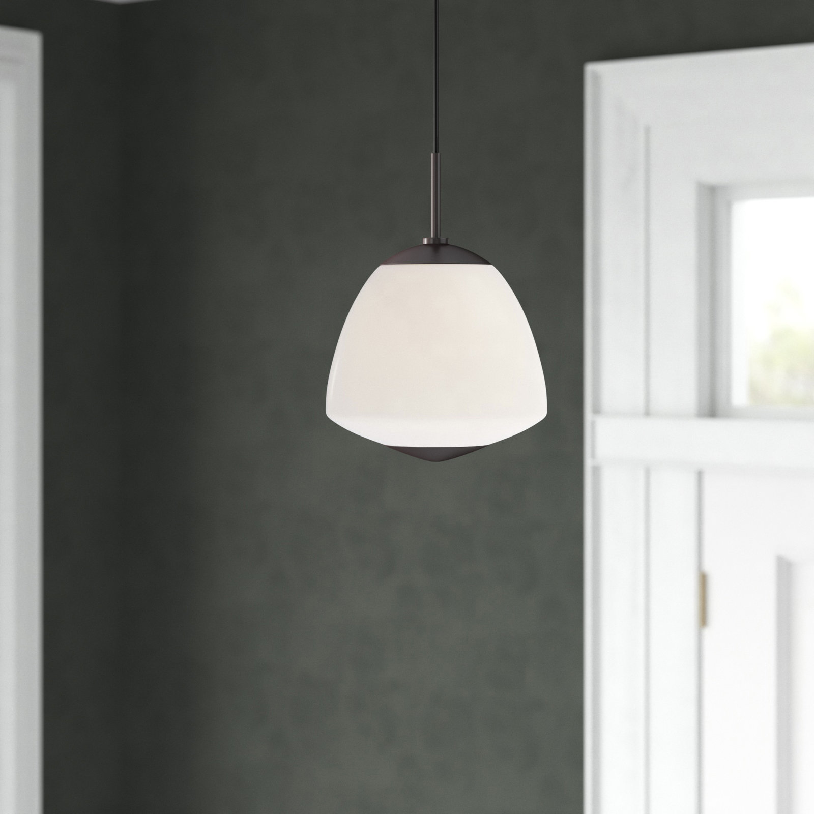 Darby Single Light Glass Dimmable Pendant, Old Bronze, 11" H x 8" W x 8" D