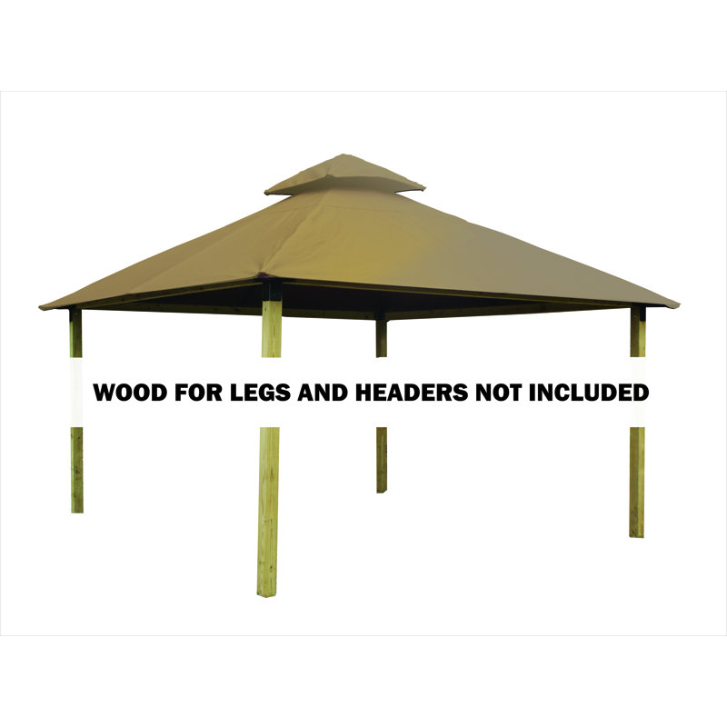 Roof Framing And Mounting 12 Ft. W x 12 Ft. D Solid Wood Gazebo, Khaki, 141.5" H x 144" W x 144" D