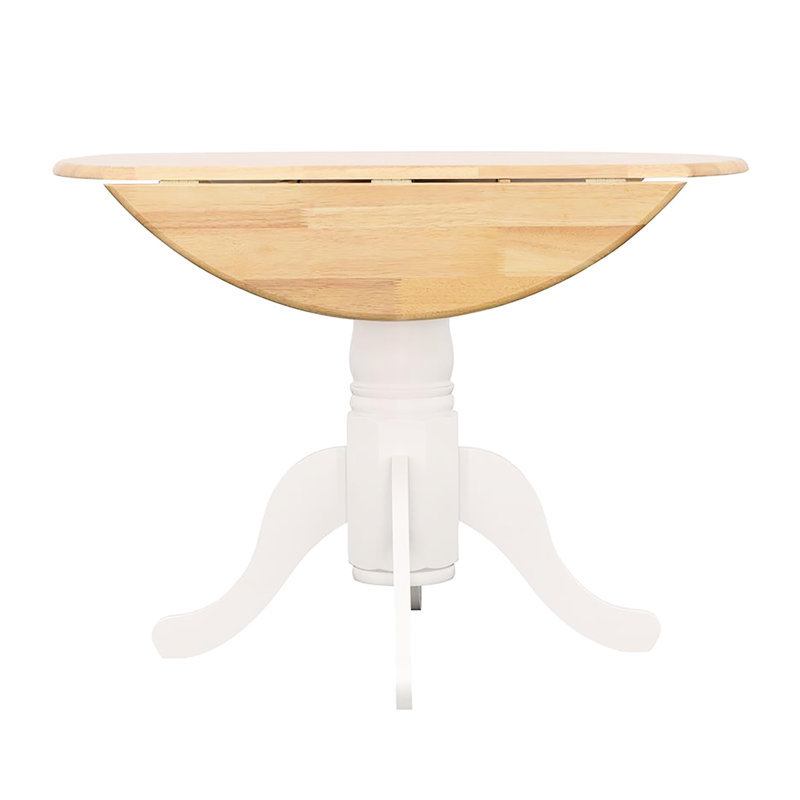Table de salle à manger naturelle brun et blanc avec rallonge télescopique - Peu encombrante et extensible