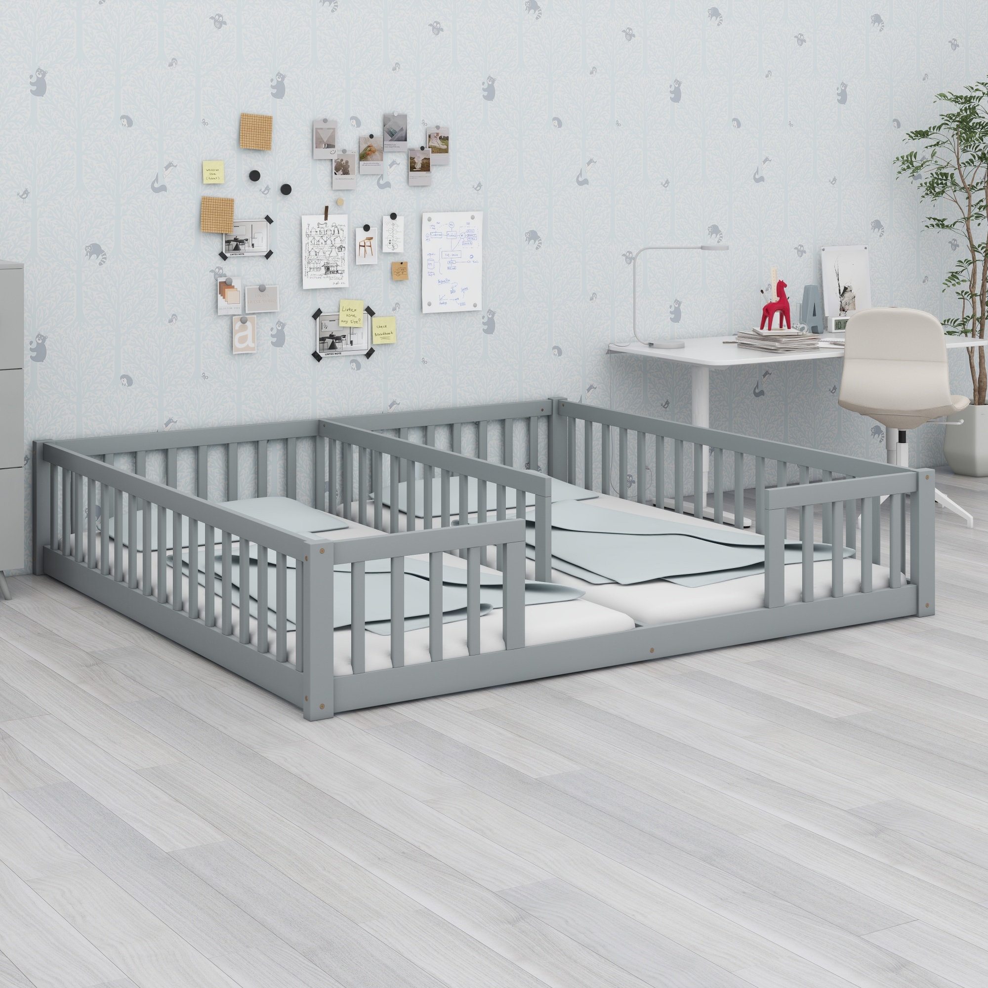Ophelia & Co. Double Floor Bed With Fence, Guardrails Wayfair Canada — free download