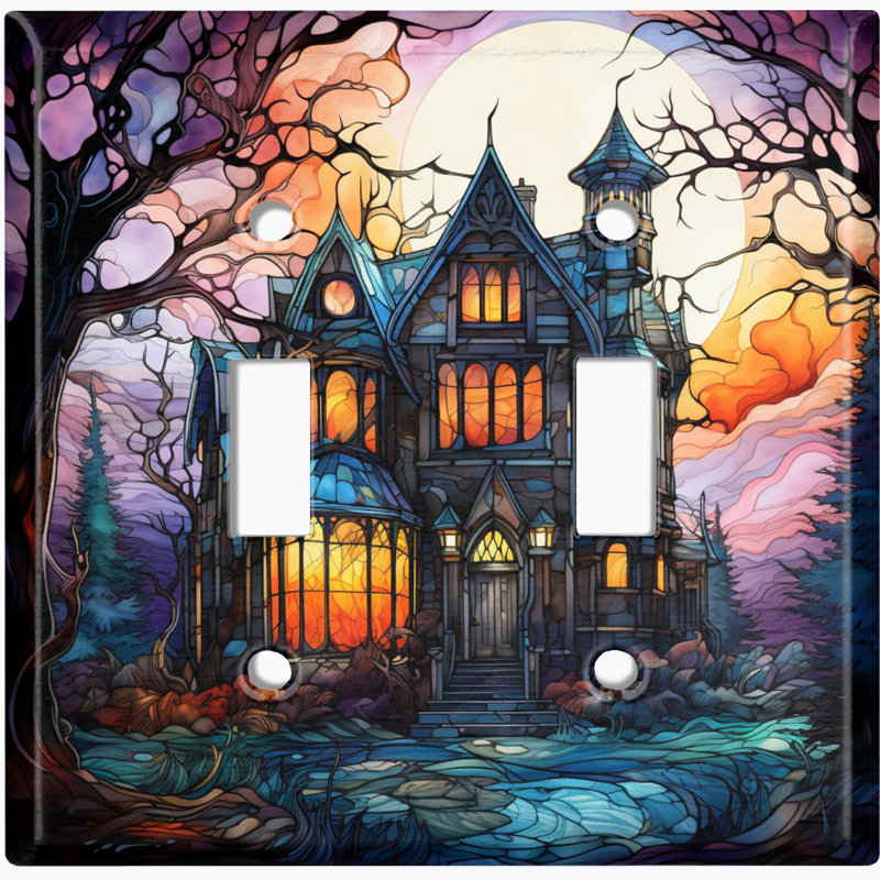 Couvercle de prise de courant en métal (Halloween Spooky Sunset Manor - Double basculement)