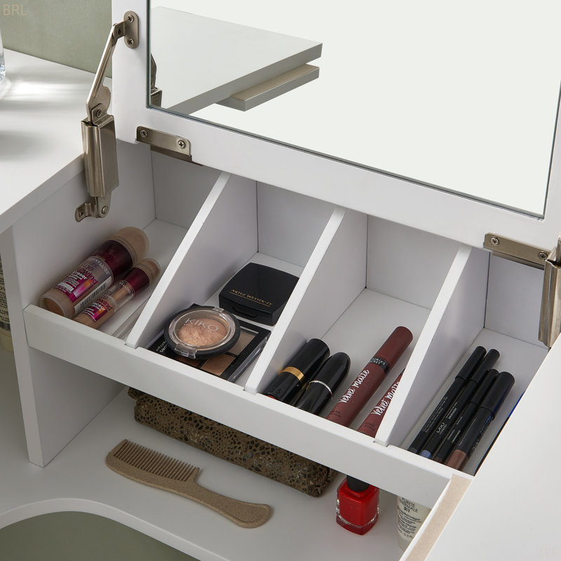 Wall Mount Ledge W/ Vanity Mirror - Transitional Style