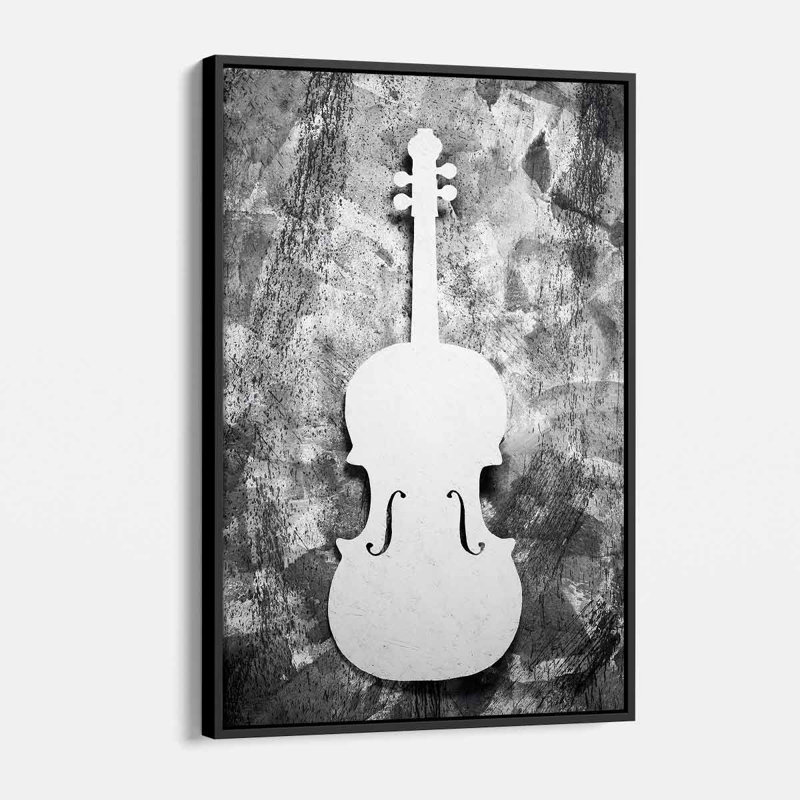 Ariyana White Cello On Canvas Photograph, H 16 po x l 12 po, Cadre noir