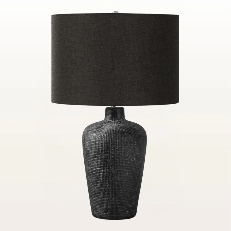 Lampe de table en céramique et abat-jour noir Samwell, H 23,78 po x l 14,7 po x P 14,85 po