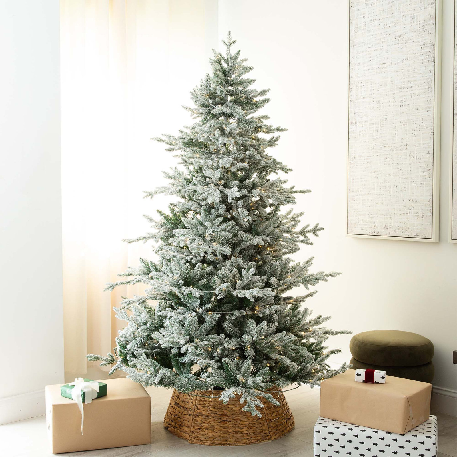 Frosted Pre-Lit Fir Christmas Tree, 7'