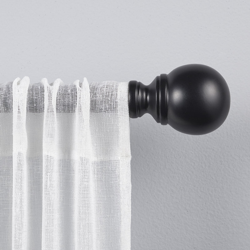 Deantrei Exclusive Home Sphere 1" Curtain Rod and Coordinating Finial Set, Adjustable, Black, 36" - 72"