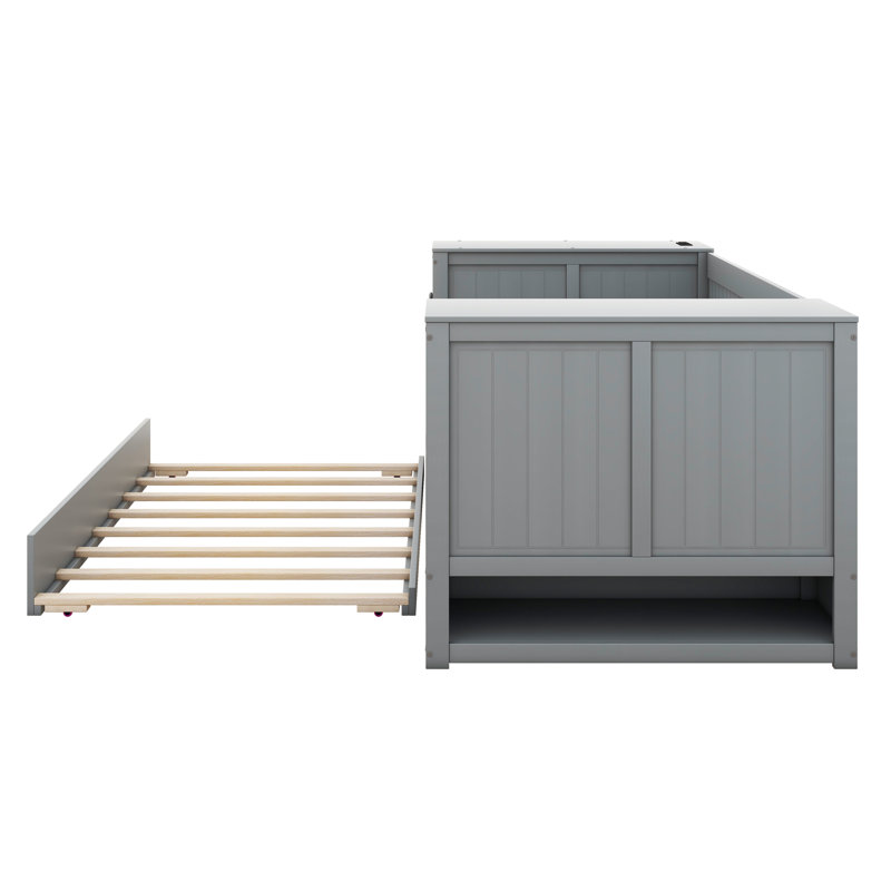 Lit de jour avec accoudoirs de rangement Dallana, gris