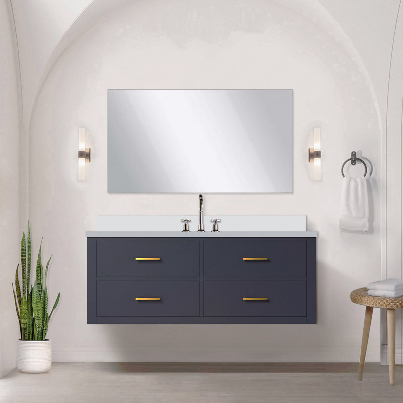 Ensemble de meuble-lavabo simple 48 po x P 22 po avec plateau en marbre de culture et robinet