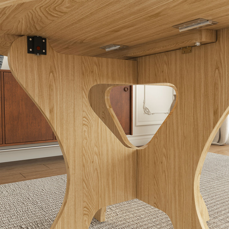Table de salle à manger pliante 43 po pour petits espaces, table en panneau de fibres à densité moyenne avec placage de chêne sauvage