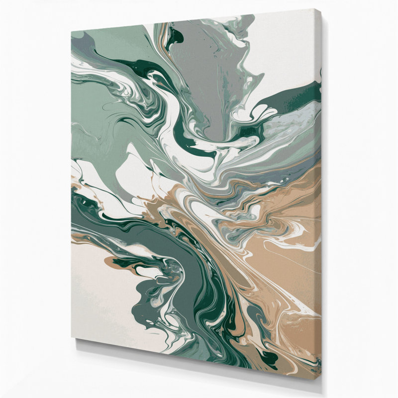 Abstrait art fluide sur toile brune 56, H 36 po x l 24 po