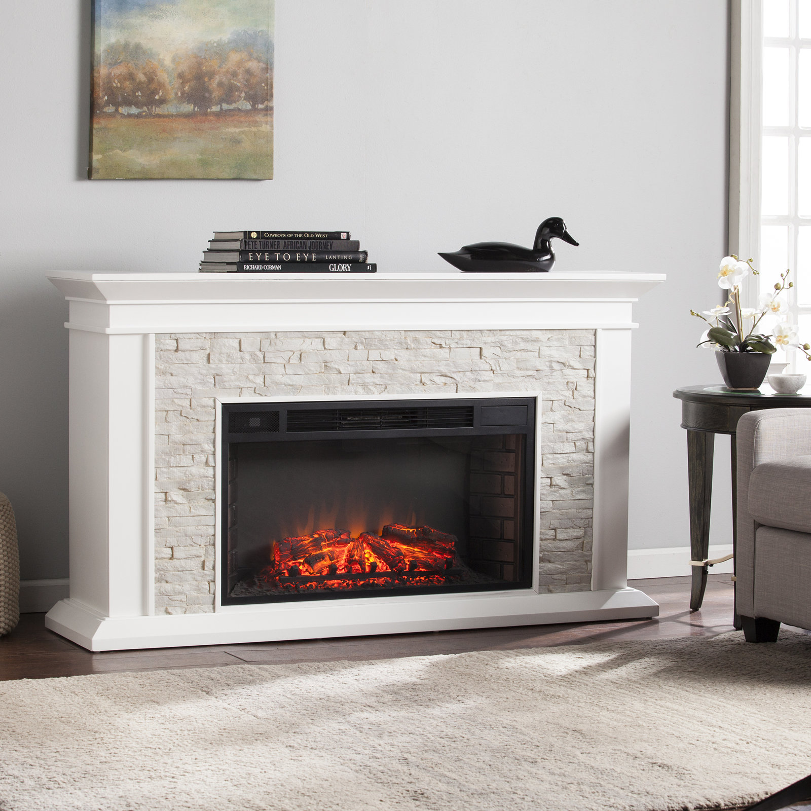 Coletta Electric Fireplace, White