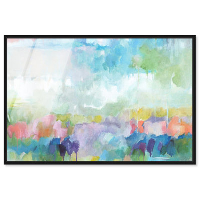 Harmonic Greens Framed High-Gloss Acrylic Glass Wall Art Floral Abstracts by Art Remedy, Black Frame, 30 x 20