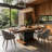 63'' Dining Table for 4-6, Modern Rectangular Dining Room Table with Geometric Relief-1951609617