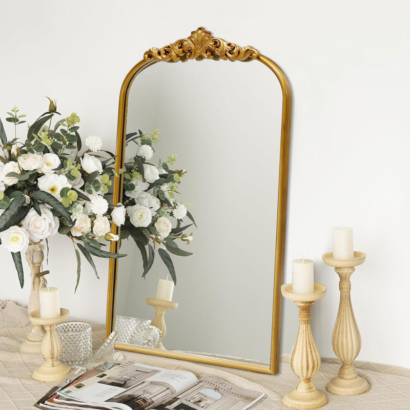 Baroque Style Metal Frame Wall Mirror, 18.9"  x 31.1"
