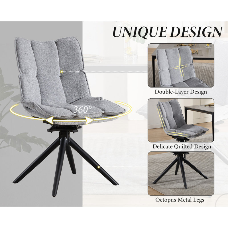 Charies Upholstered Dining Chair, Grey, Grey