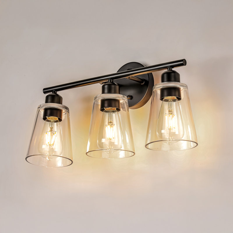 Éclairage pour meuble-lavabo moderne 19 pouces 3 lumières , Noir mat, 3 Lights