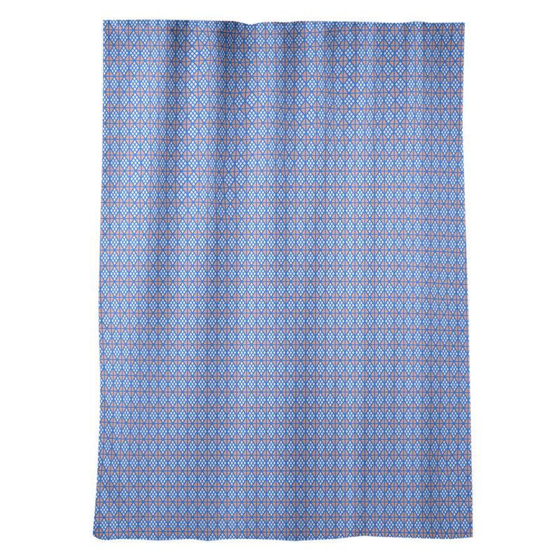 Panneau de rideau simple occultant et isolant avec passe-tringle à carreaux géométriques Avicia, Bleu / orange
